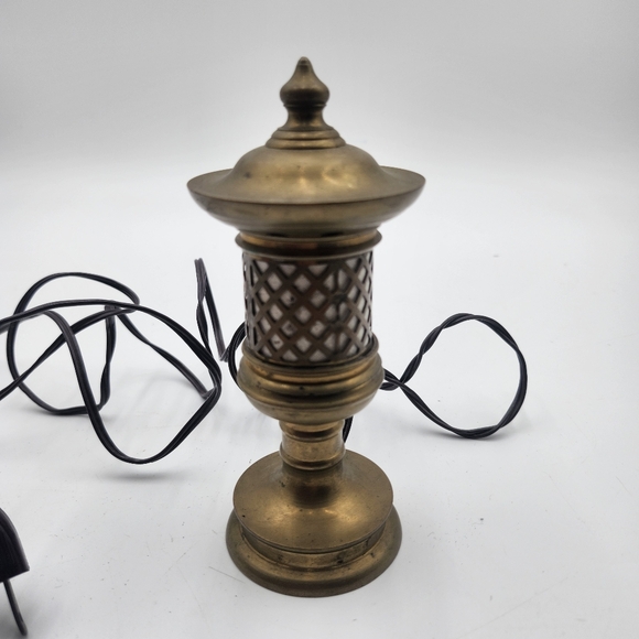 Other - 7" Vintage Japanese Pierced Brass Votive electric Lantern nightlight night light